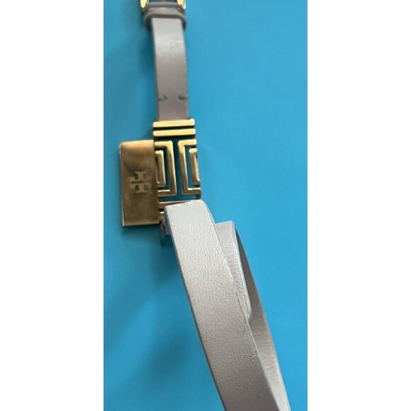 Tory Burch Womens Double Wrap Bracelet Beige Leather & Gold-Tone Metal - Picture 2 of 7